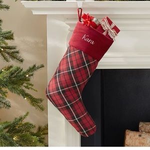 2 NEW with tags!  Pottery Barn Landon plaid velvet stockings